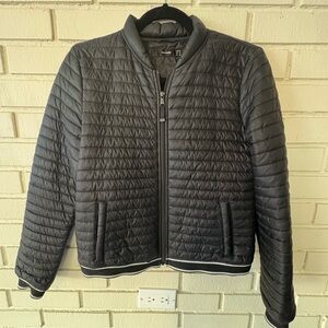 Hallhuber | Women's Black Quilted Black Puffer Bomber Jacket | Size Medium